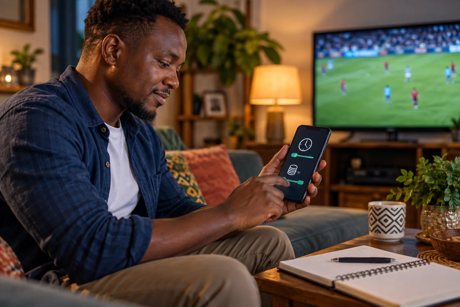 Adult in Malawi setting a deliberate time and spending limit before online entertainment